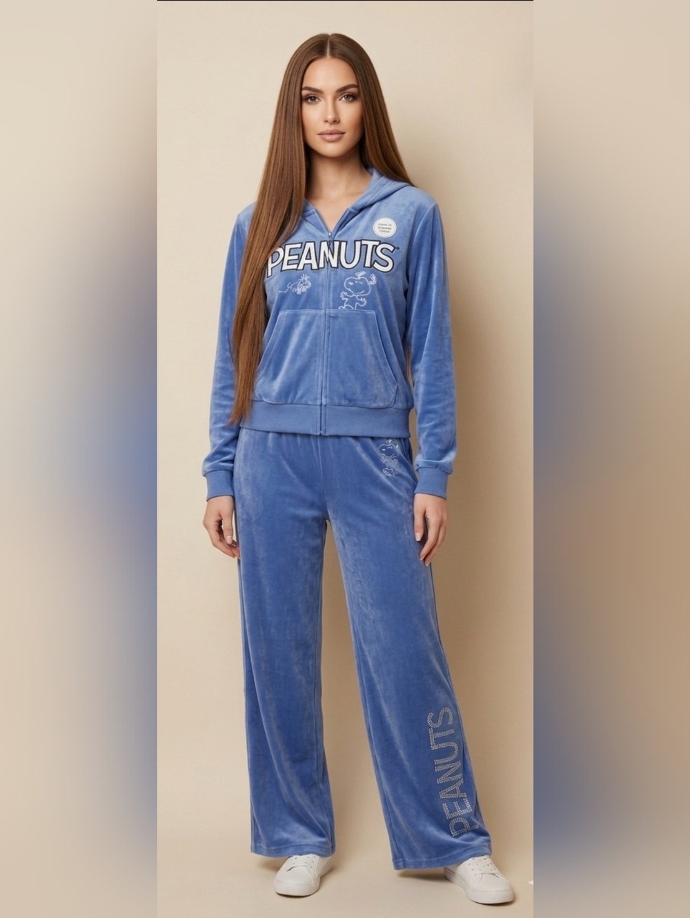 270. NWT - Peanuts Velour & Rhinestone Hoodie & Wide-Leg Sweatpants Set